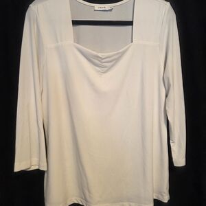 Aura White 3/4 Sleeve Square Neck Top
